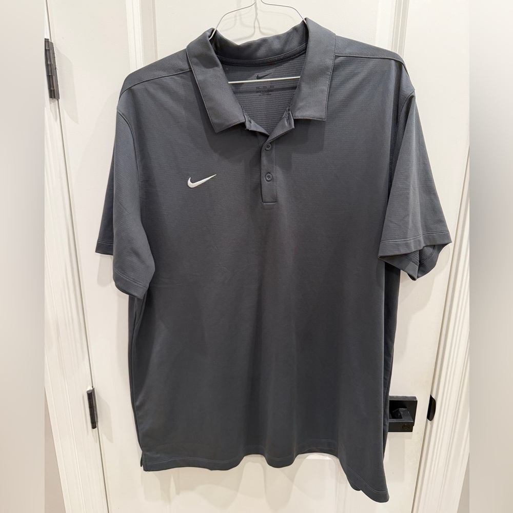 Nike Men's Charcoal Polo with White Swoosh